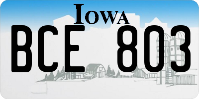 IA license plate BCE803