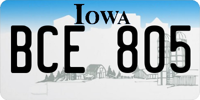 IA license plate BCE805