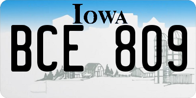 IA license plate BCE809