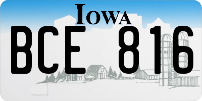 IA license plate BCE816