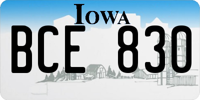 IA license plate BCE830