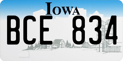 IA license plate BCE834