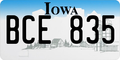IA license plate BCE835