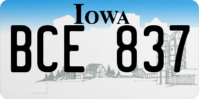 IA license plate BCE837