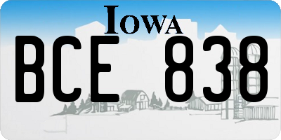 IA license plate BCE838
