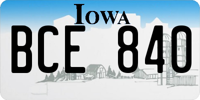 IA license plate BCE840