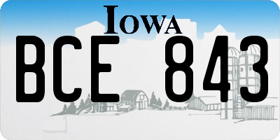 IA license plate BCE843