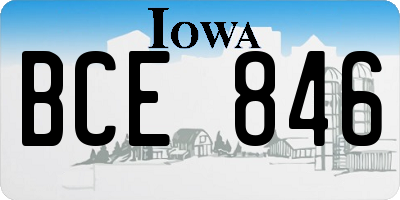 IA license plate BCE846