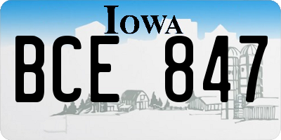 IA license plate BCE847