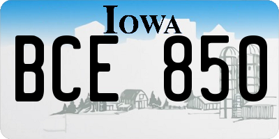 IA license plate BCE850