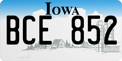 IA license plate BCE852