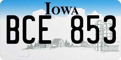 IA license plate BCE853