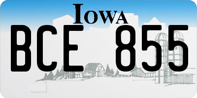 IA license plate BCE855
