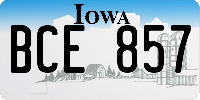 IA license plate BCE857