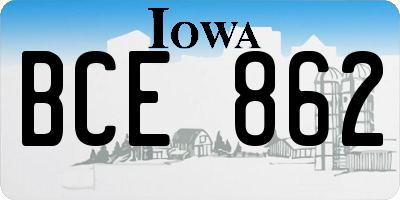 IA license plate BCE862