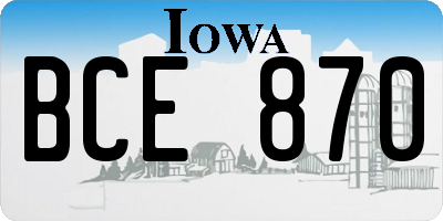 IA license plate BCE870