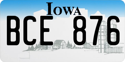 IA license plate BCE876