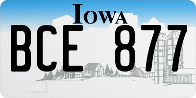 IA license plate BCE877