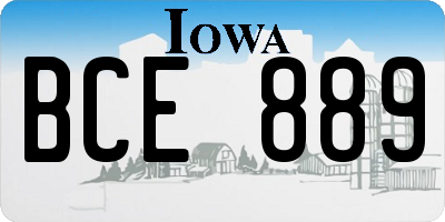 IA license plate BCE889