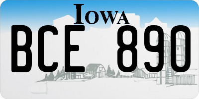 IA license plate BCE890