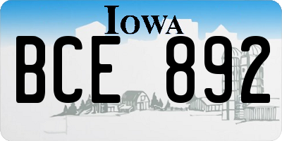 IA license plate BCE892