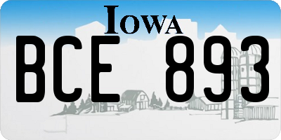 IA license plate BCE893