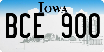 IA license plate BCE900
