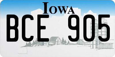 IA license plate BCE905