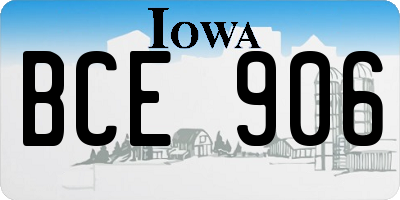 IA license plate BCE906