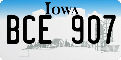 IA license plate BCE907