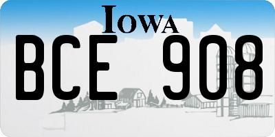 IA license plate BCE908