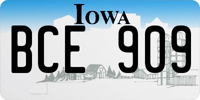 IA license plate BCE909