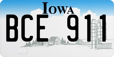 IA license plate BCE911