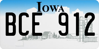 IA license plate BCE912
