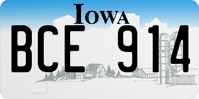 IA license plate BCE914