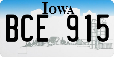 IA license plate BCE915
