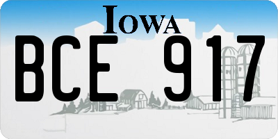 IA license plate BCE917