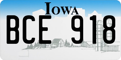 IA license plate BCE918