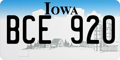 IA license plate BCE920
