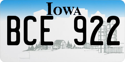 IA license plate BCE922