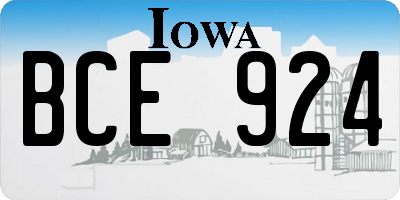 IA license plate BCE924