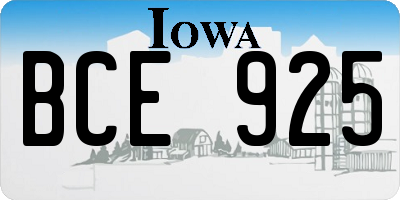 IA license plate BCE925