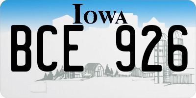 IA license plate BCE926