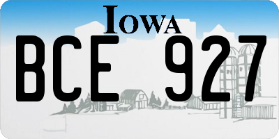 IA license plate BCE927