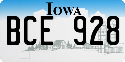 IA license plate BCE928