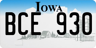 IA license plate BCE930
