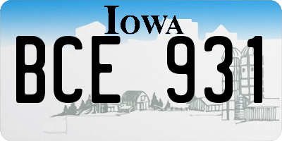 IA license plate BCE931