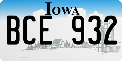IA license plate BCE932