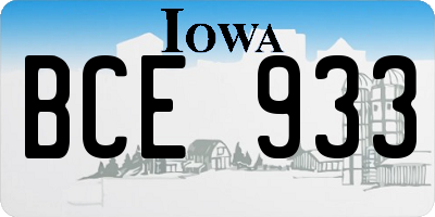 IA license plate BCE933