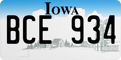 IA license plate BCE934